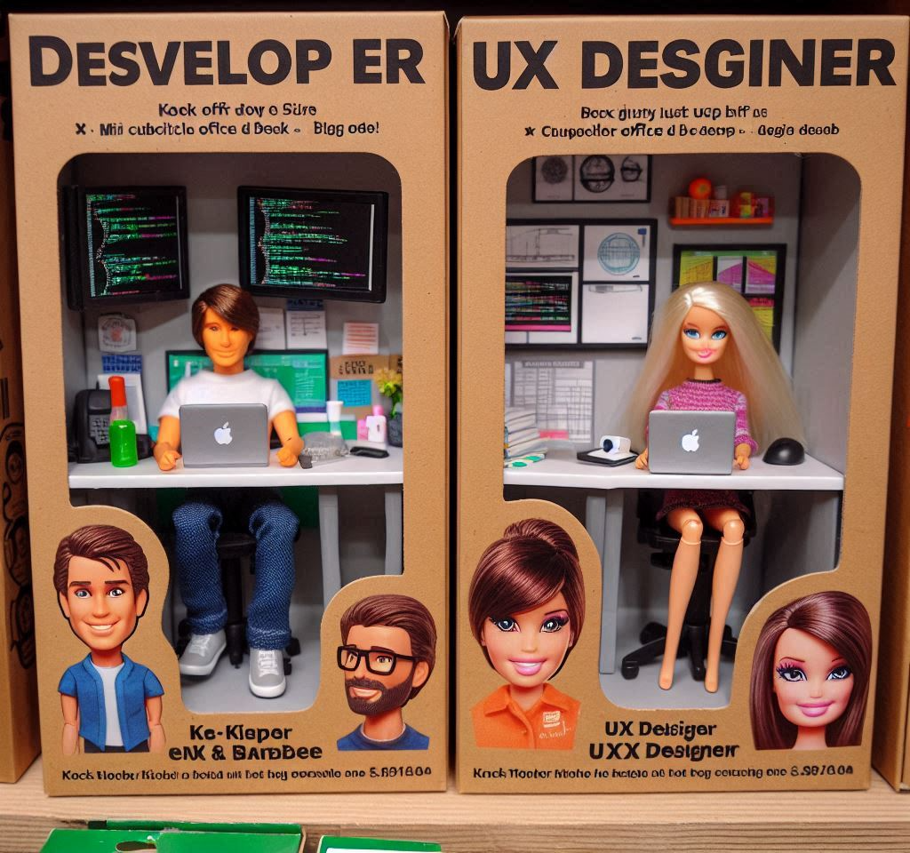 Por menos de la mitad de lo que te cobran un Developer y un UX Designer Senior, podés tener un “DESVELOP ER” y una “UX DESGINER” recién salidos de un bootcamp. ¡Son casi iguales a los originales, los stakeholders ni se van a dar cuenta de la diferencia!